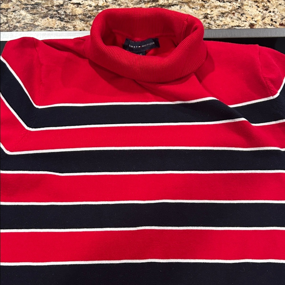 Tommy Hilfiger Red and Black Striped Women’s Sweater